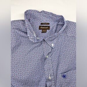 Ariat Long Sleeve Button Blue Geometric Print XL